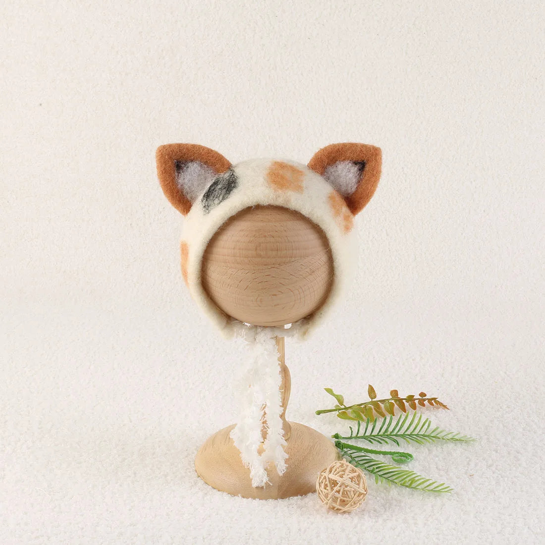 Cute Reindeer Wool Felt Bonnet for Newborn Baby Photo Shoot