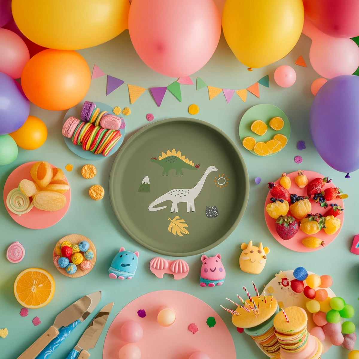 Silicone Baby Plate – Fun Dinosaur Tray for Self-Feeding