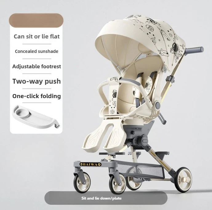 New 4-Wheel Baby Stroller – Lightweight, Foldable & Shock-Absorbing