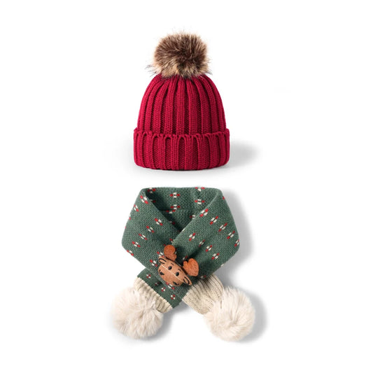 2-12 Year Children's Hat Scarf Set Baby Boy Autumn and Winter Girl Boy Fur Scarf Thickened Hat Spring and Autumn Warm