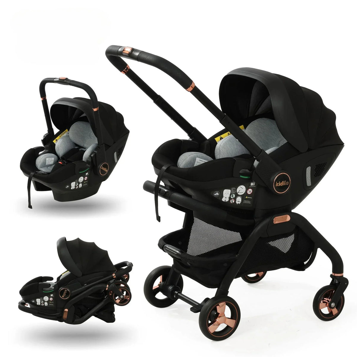 Poussette de sécurité 3 en 1 pour bébés de 0 à 2 ans