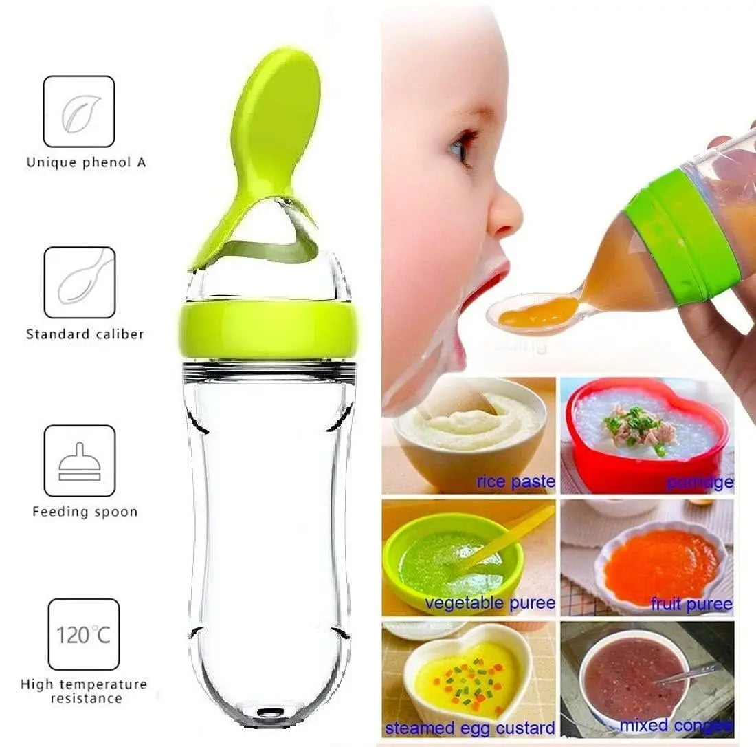 Gourde à presser pour bébé | Cuillère en silicone pour biberon facile à utiliser