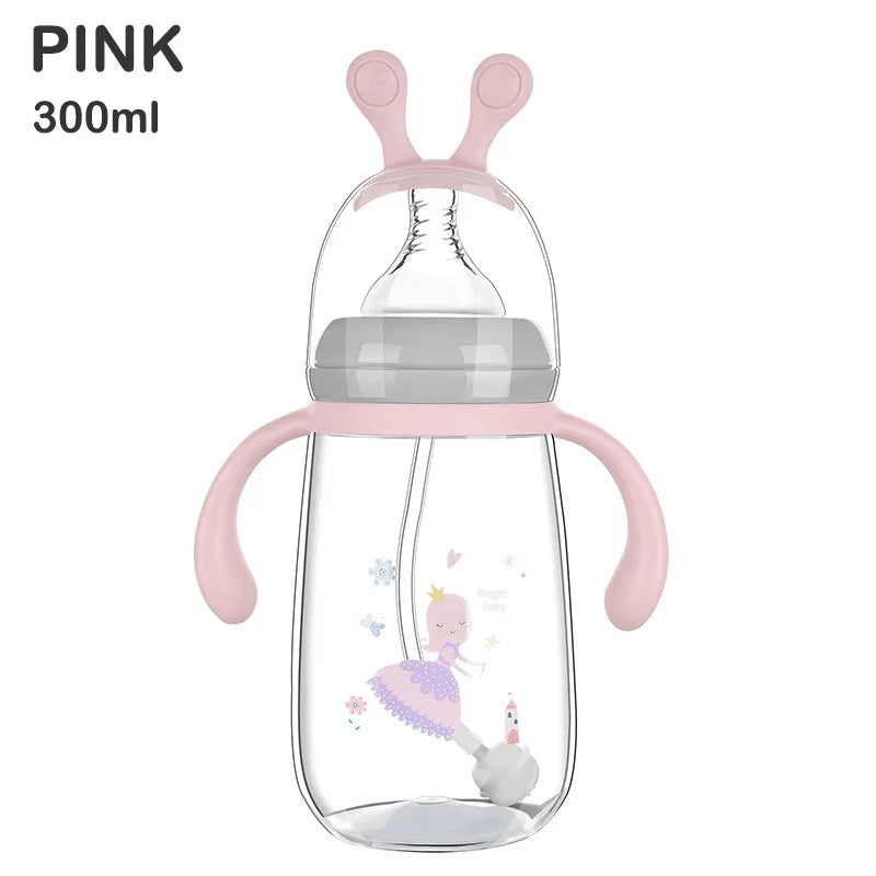 Cartoon Baby Feeding Bottle – 180ml/300ml, Safe & Durable