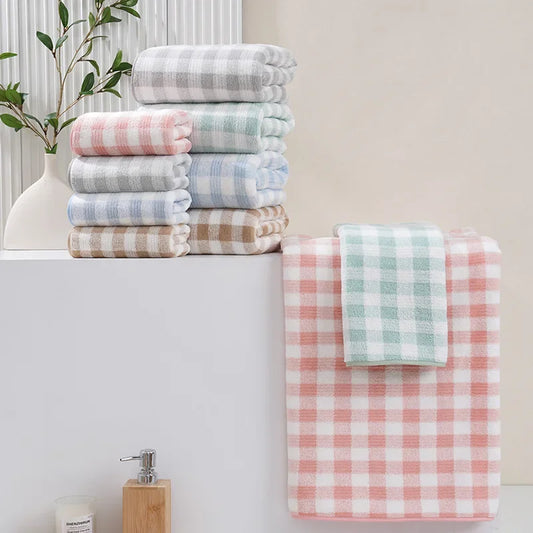 Japanese Minimalist Cotton Bath Towel – Thick, Soft & Absorbent Parent-Child Set