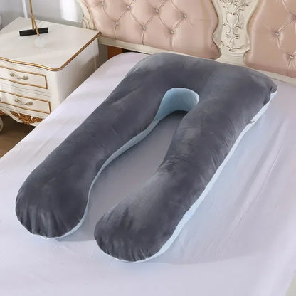 Coussin de grossesse en polaire douce en forme de U – Soutien latéral et lombaire multifonctionnel