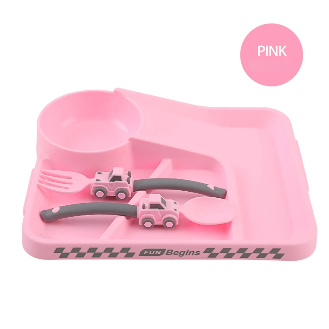 Infant Dinnerware – Spoon, Fork & Plate Kids Feeding Set