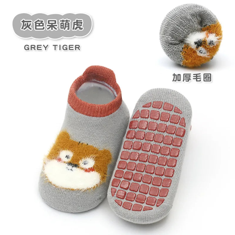 Chaussettes bébé antidérapantes mignonnes – Imprimé animal d'été
