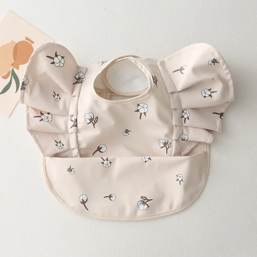 Nordic Style Baby Bib – Waterproof Short Sleeve with Pocket