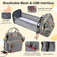 Sac à dos 35 L pour maman – Lit pliant, imperméable, chargement USB et sangle pour poussette