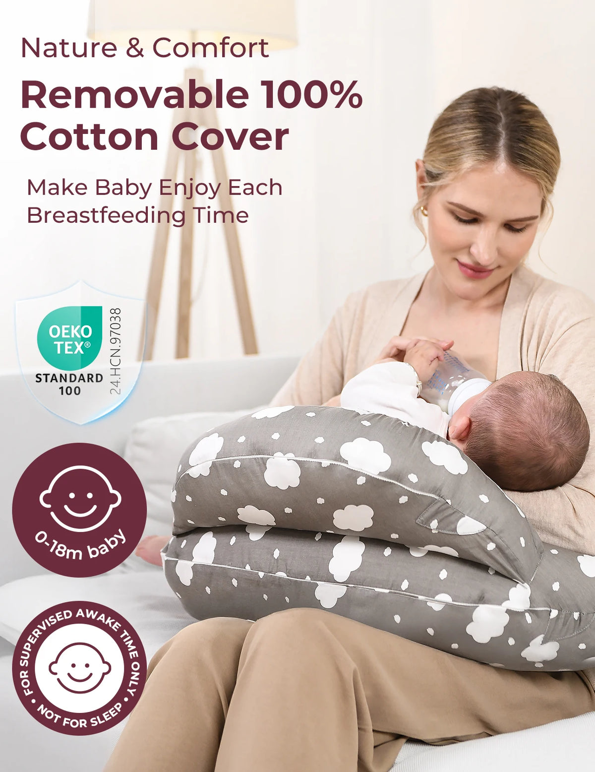 Coussin d'allaitement Momcozy – Soutien supplémentaire pour maman et bébé