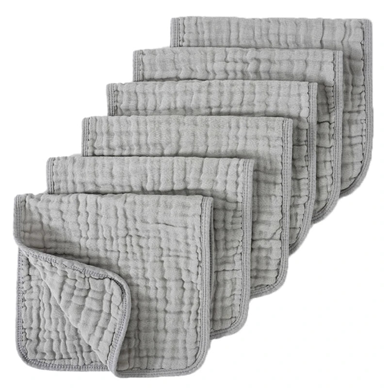 Ensemble de 6 serviettes pour bébé – Lingettes en mousseline de coton 6 épaisseurs pour le visage et le dos