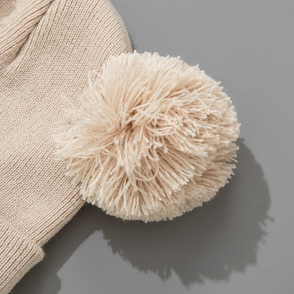 Cute Double Pom Baby Knit Hat Winter Set 5Pcs