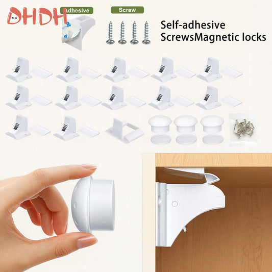 Baby Safety Magnetic Locks Cabinet Drawer Self-Adhesive Screw