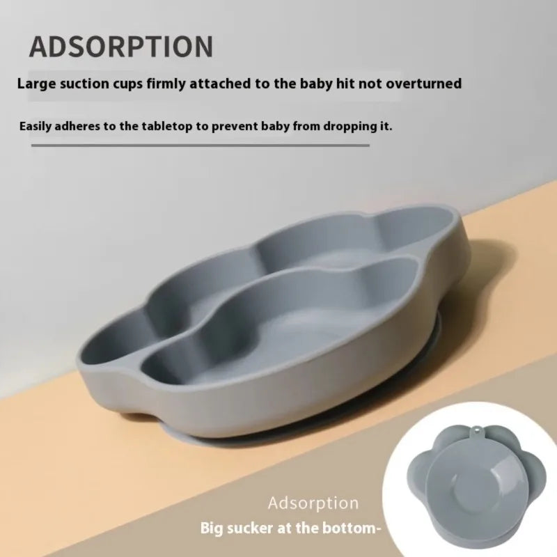 Ensemble repas pour bébé – Assiette en silicone et bol à ventouse pour tout-petits