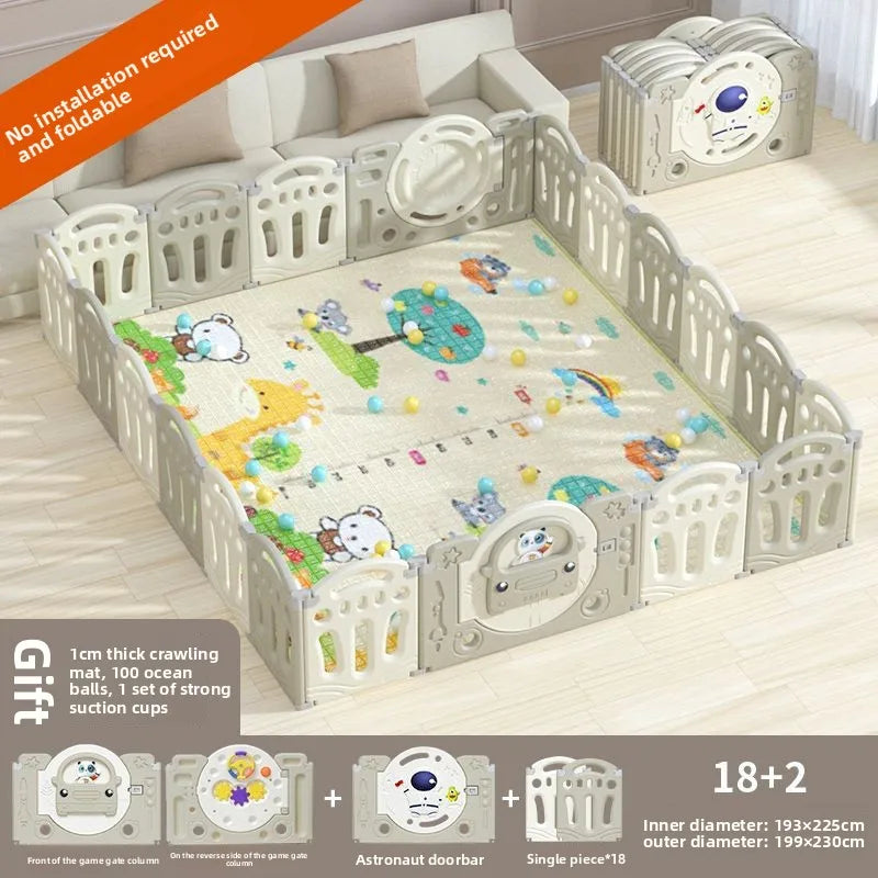 Foldable Baby Playpen with Crawling Mat – Safe & Ready to Use