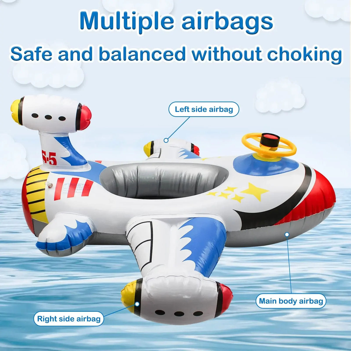 Bouée gonflable pour bébé en forme d'avion – Siège amusant avec volant