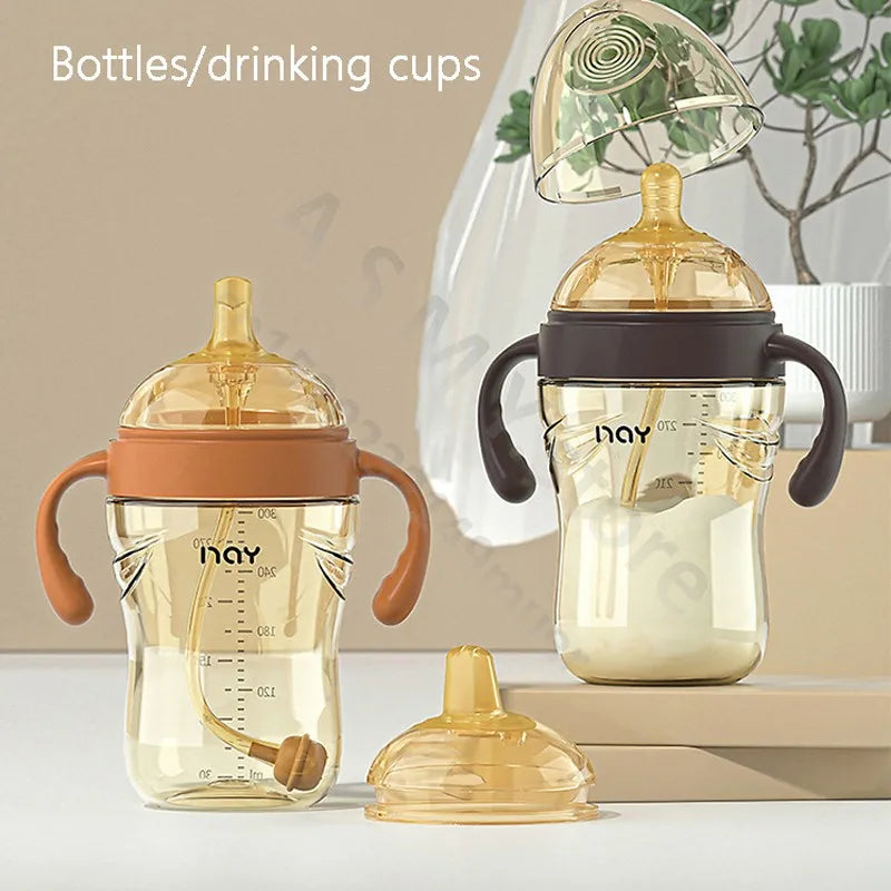 Baby Milk Bottle | Wide Mouth, Duck Nipple & Training Drink Cup