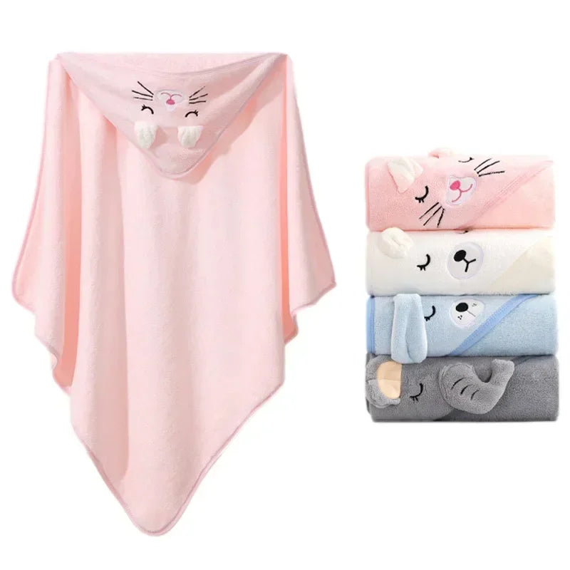 Cartoon Animal Baby Hooded Towel – Soft Bathrobe & Swaddle Wrap