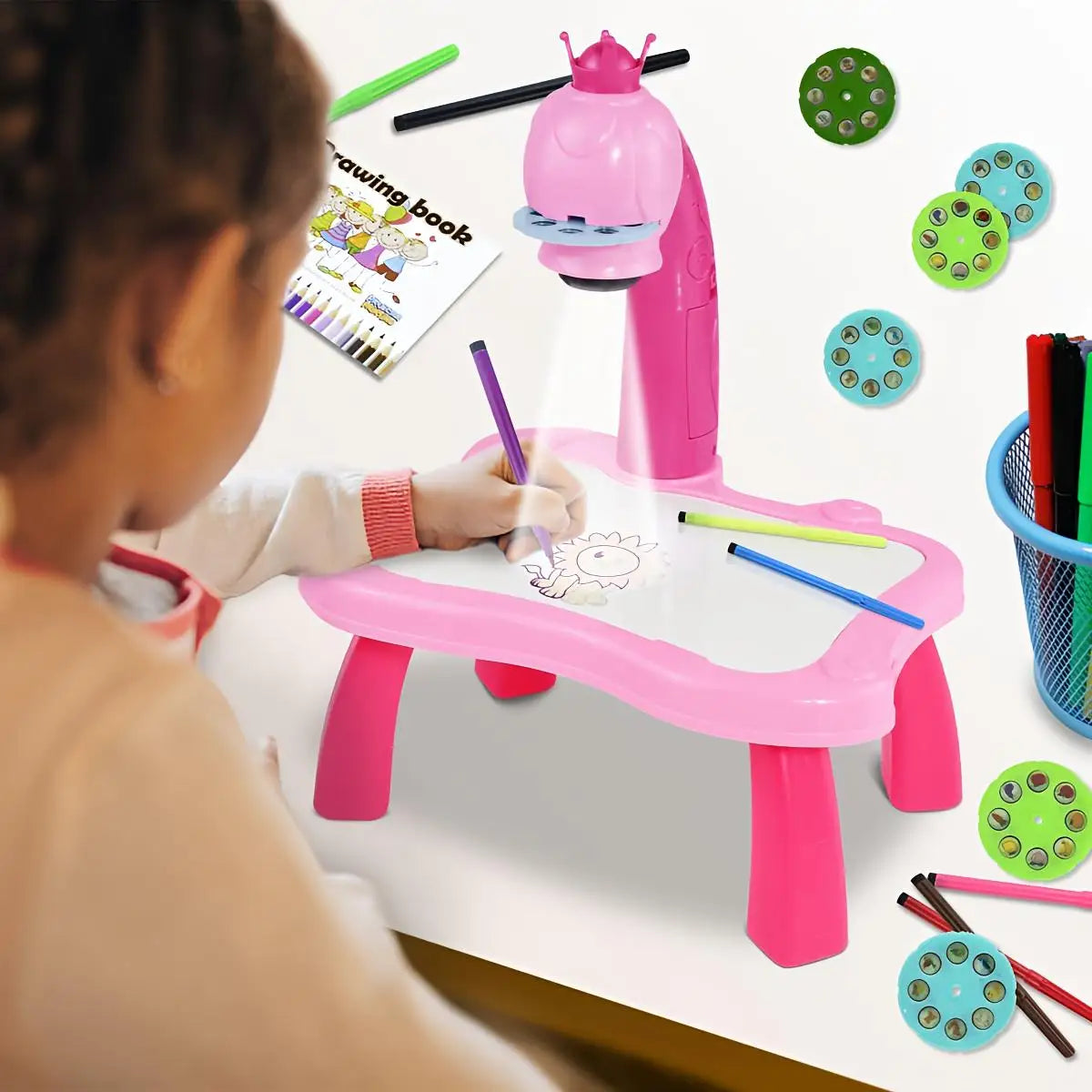 Projecteur de dessin pour enfants – Mini tableau éducatif d'écriture et de dessin pour les 3 ans et plus
