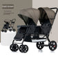 Poussette double multifonctionnelle pour jumeaux – Poussette double légère et pliable, à quatre roues