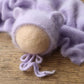 Bonnet tricoté pour nouveau-né en fil de vison duveteux avec oreilles, accessoire photo