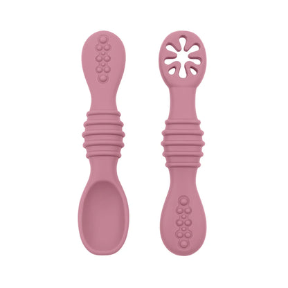 Ensemble de 2 cuillères et fourchettes en silicone pour bébé – Couverts d'apprentissage souples
