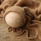 Bonnet tricoté pour nouveau-né en fil de vison duveteux avec oreilles, accessoire photo