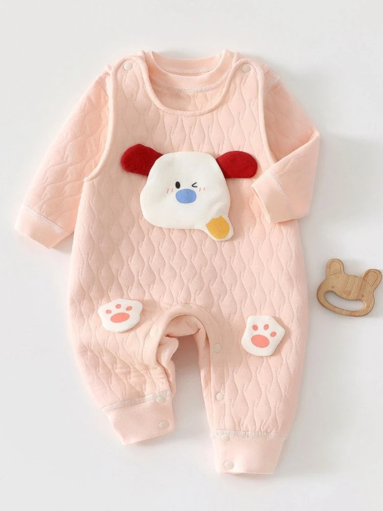 Combinaison bébé brodée de jolis dessins animés
