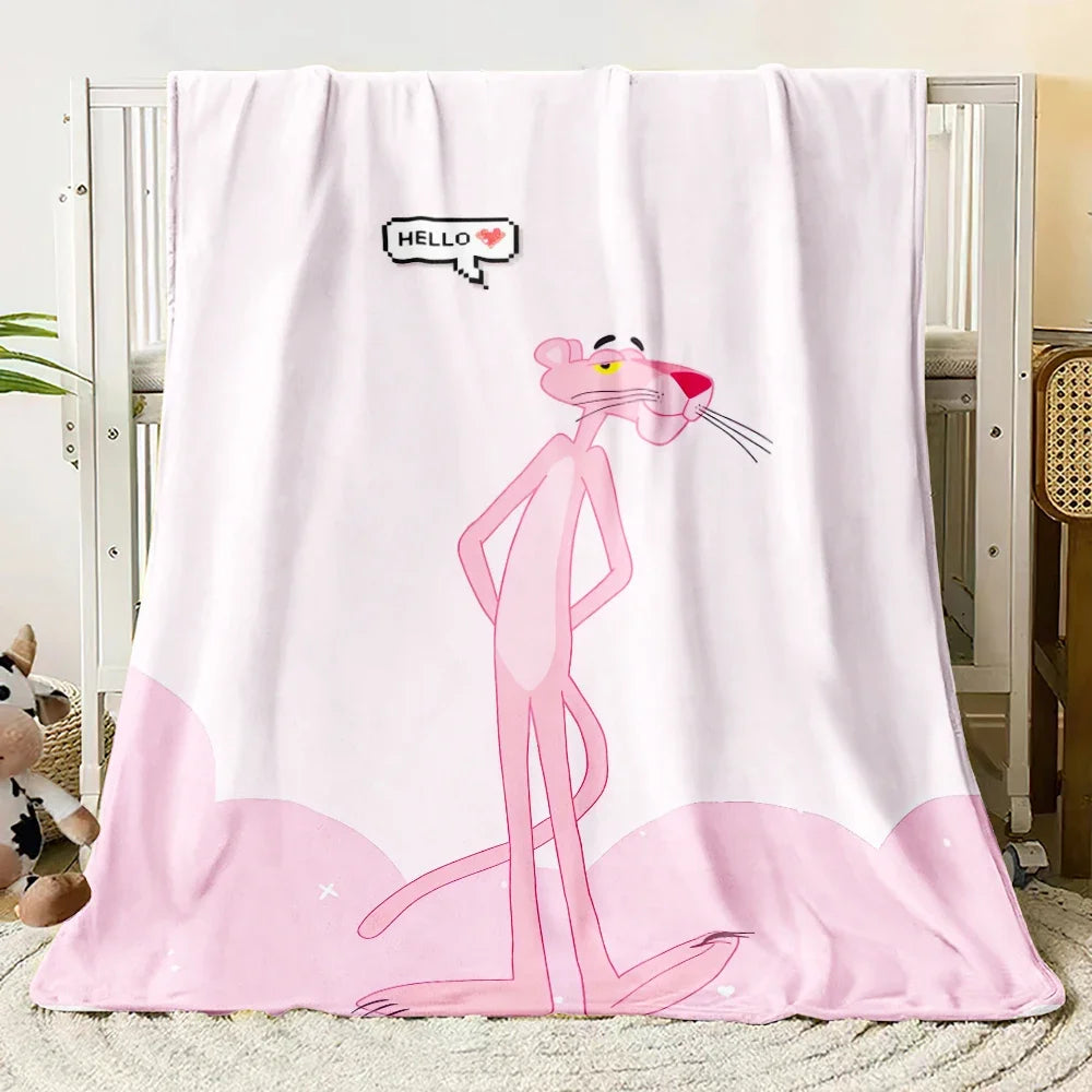 MINISO Pink Panther Flannel Blanket Suitable for Bedroom, Iving Room,sofa,student Nap,office Nap,camping Trip,children's Gift