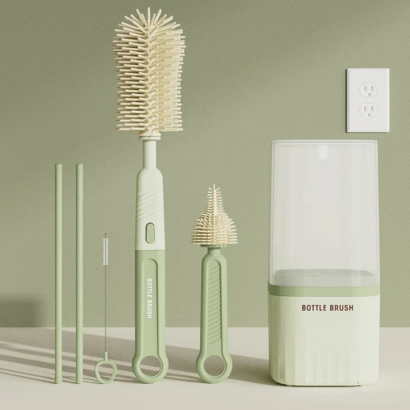 Portable Silicone Baby Bottle Brushes | Detachable Set with Storage Box