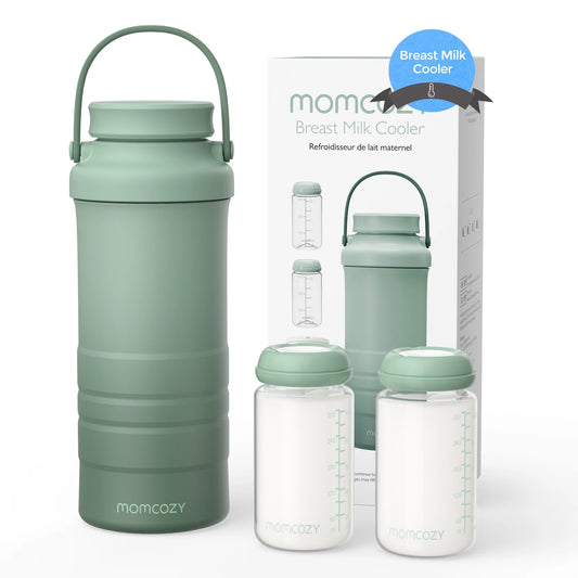Momcozy 22oz Portable Breast Milk Cooler – 24H 360° Cooling with 2 Bottles