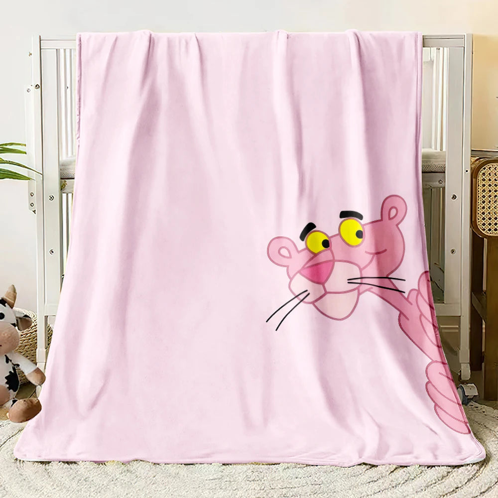 MINISO Pink Panther Flannel Blanket Suitable for Bedroom, Iving Room,sofa,student Nap,office Nap,camping Trip,children's Gift