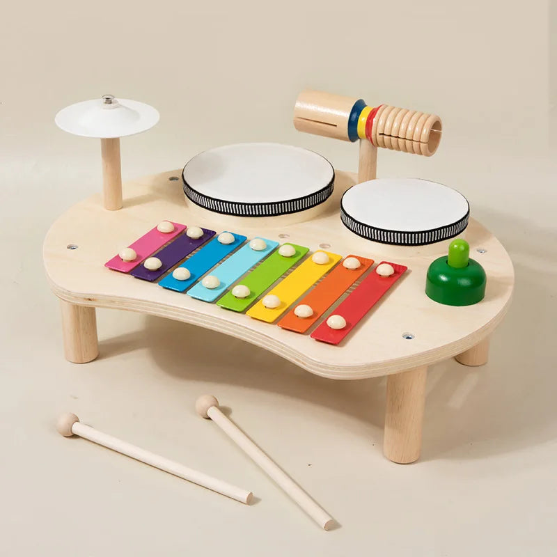 Montessori Wooden Music Table – Xylophone & Drum
