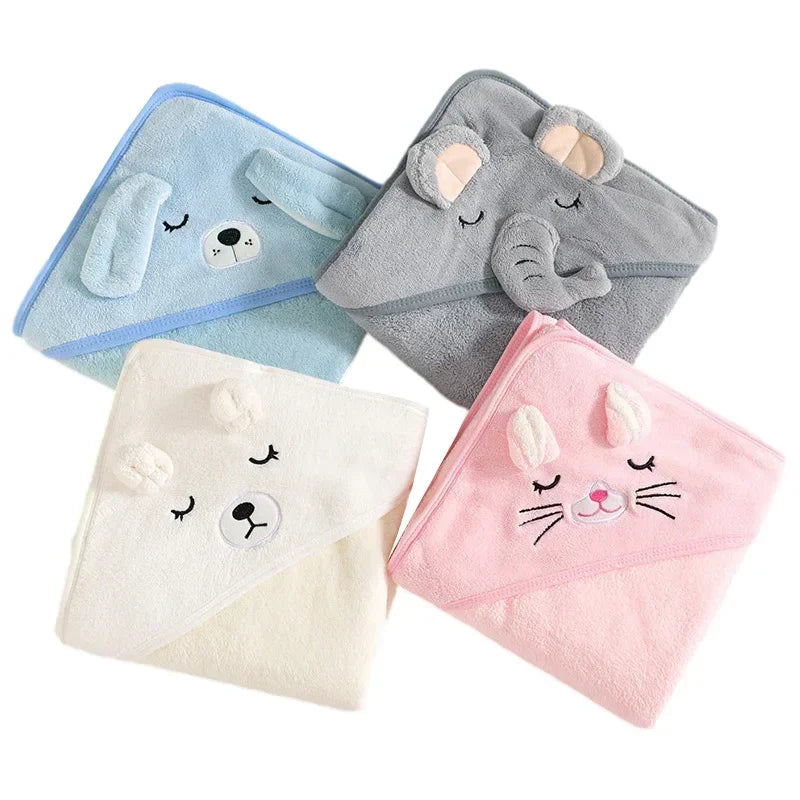 Cartoon Animal Baby Hooded Towel – Soft Bathrobe & Swaddle Wrap
