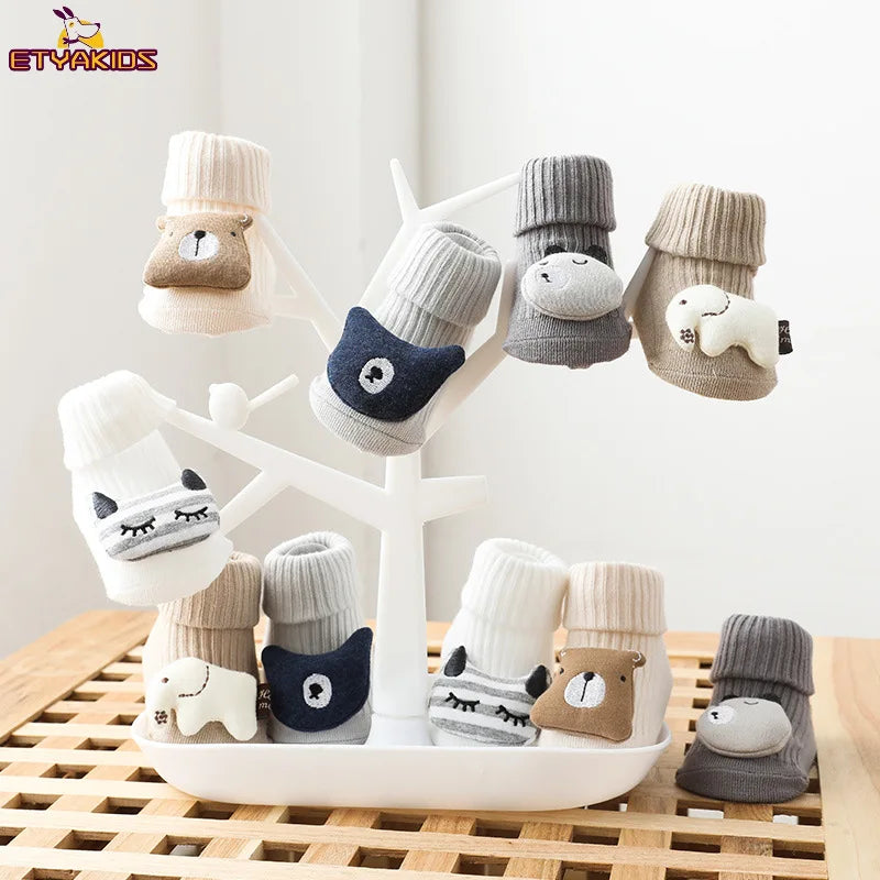 Chaussettes antidérapantes Kawaii à motifs animaux