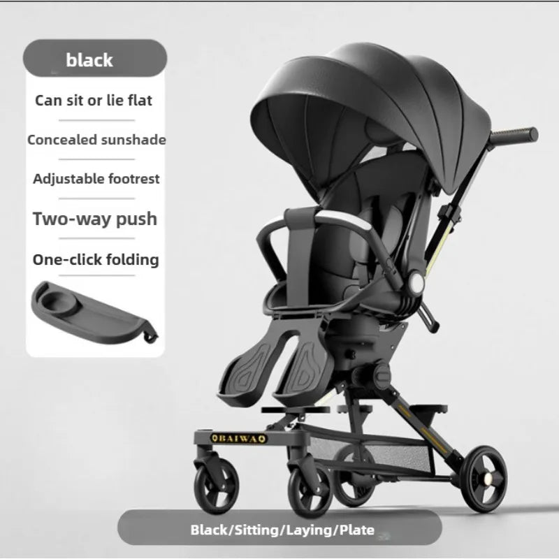 New 4-Wheel Baby Stroller – Lightweight, Foldable & Shock-Absorbing