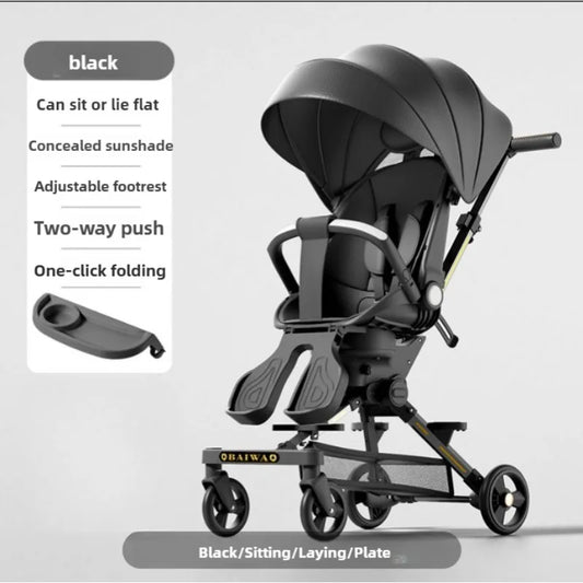 Nouvelle poussette 4 roues pour bébé – Légère, pliable et amortissante