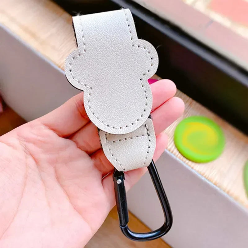 1–2PCS Rotatable PU Leather Stroller Hooks – 360° Pram Organizer