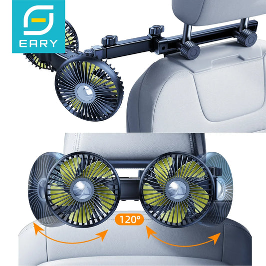 USB Car Fan for Kids | Dual Head, Adjustable Arm, 3-Speed Cooling