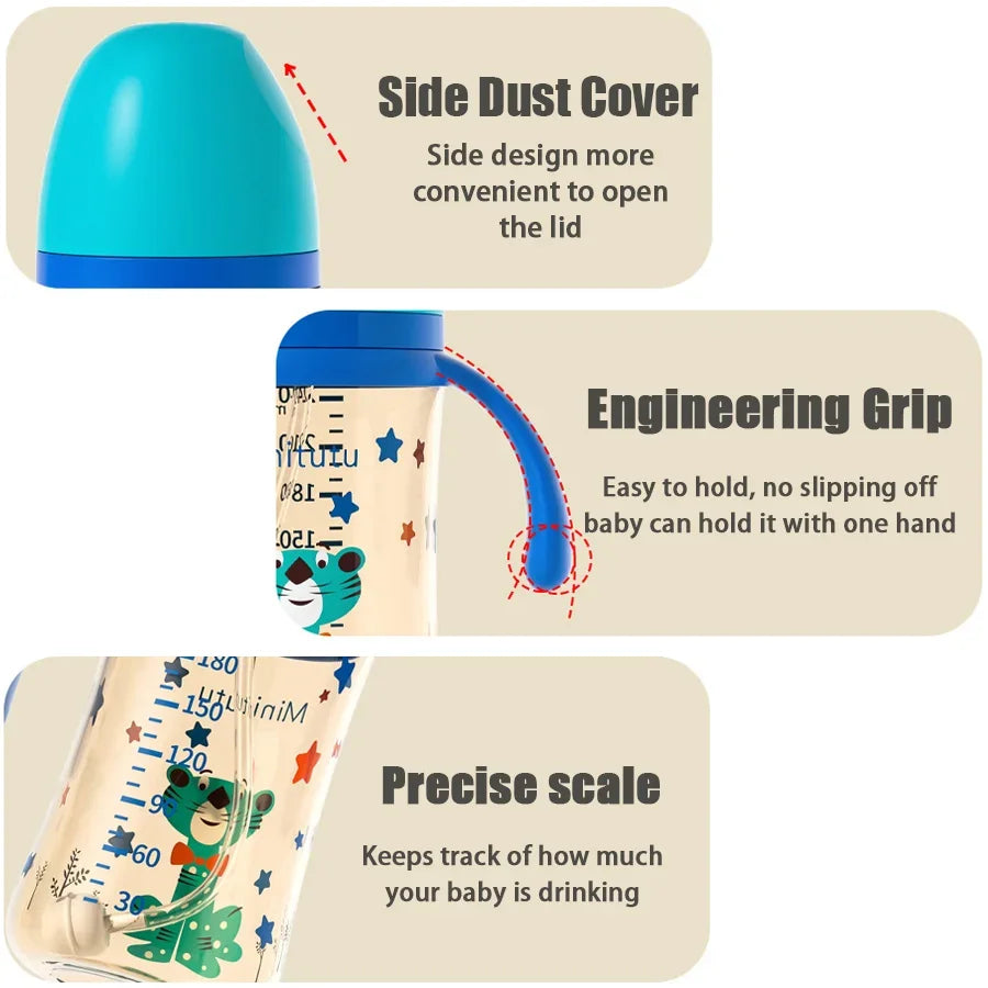 Kit d'alimentation pour nouveau-né (240 ml) – Biberon, tasse à bec et tétine, en PP et silicone sûrs