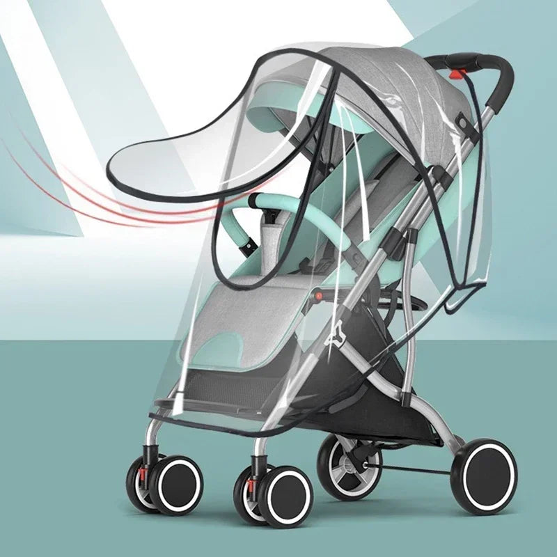 Housse de pluie universelle imperméable pour poussette bébé – Protection transparente contre le vent et la poussière