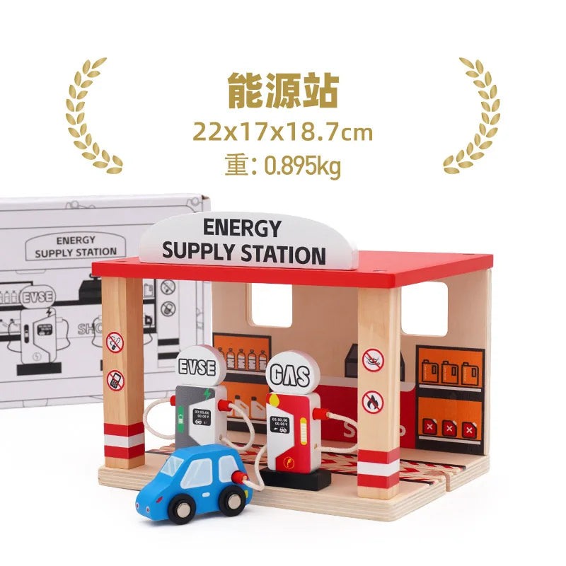 Wooden Train Track Set – Racing, Bridges & Tunnel Accessories Toy