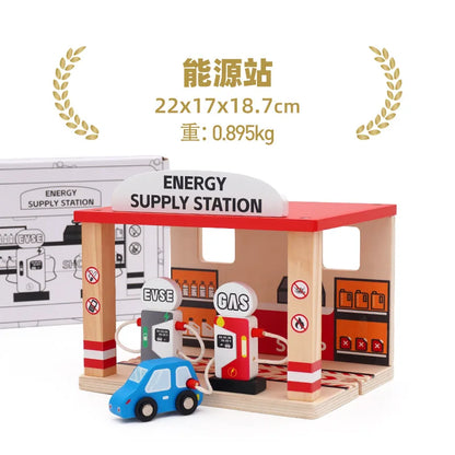 Wooden Train Track Set – Racing, Bridges & Tunnel Accessories Toy