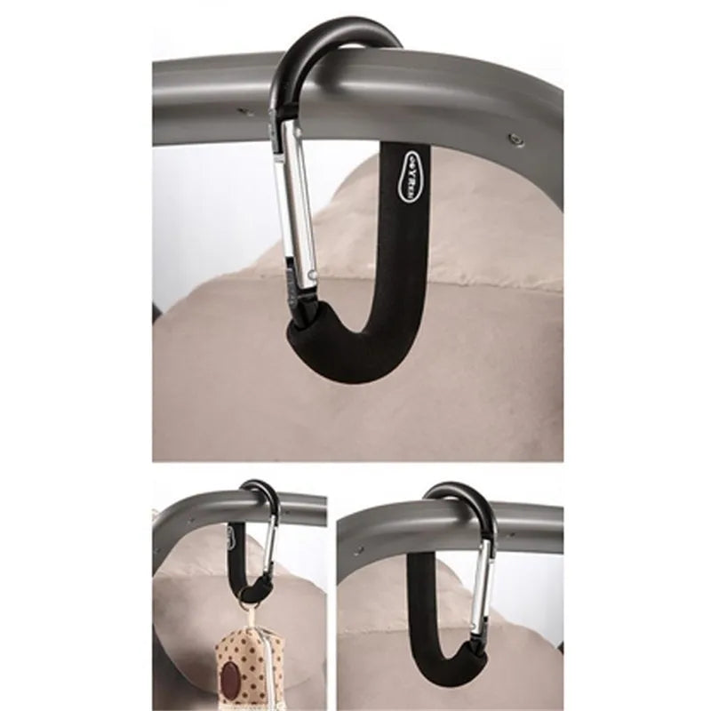 Large Aluminum Carabiner Stroller Hooks – D-Ring Organizer Clip