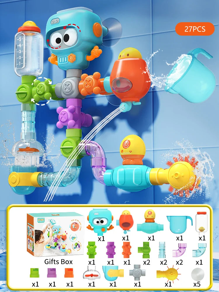 Baby Bath Toy Set – Tubes, Spinners & Water Play