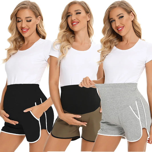2025 Summer Maternity Sweat Shorts – High-Waist Casual Lounge Pants