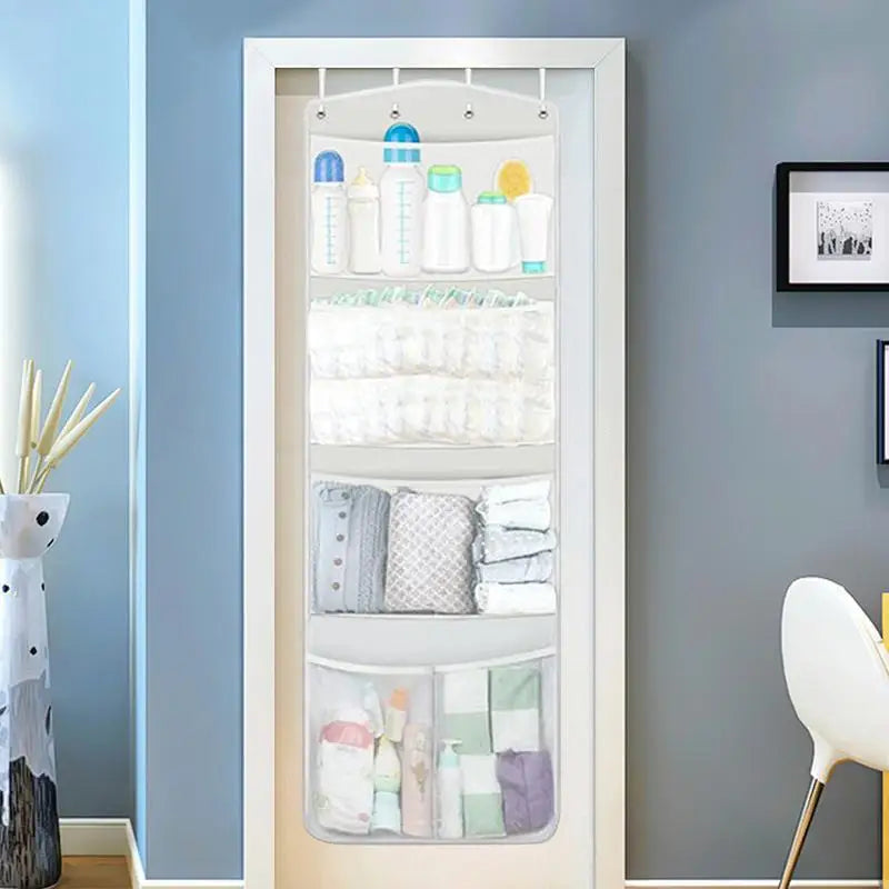 Folding Over-Door Plush Toy Organizer – Mesh Hammock Bag for Nursery