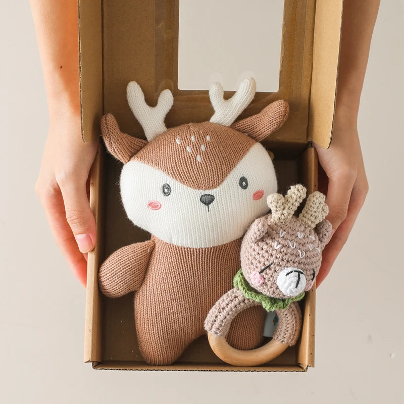 Handmade Crochet Bear & Rattles Set