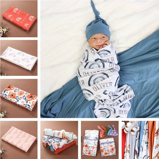 Ensemble lange et bonnet en mousseline bio - Accessoires photo arc-en-ciel bohème pour nouveau-nés (garçons et filles), annonce de naissance