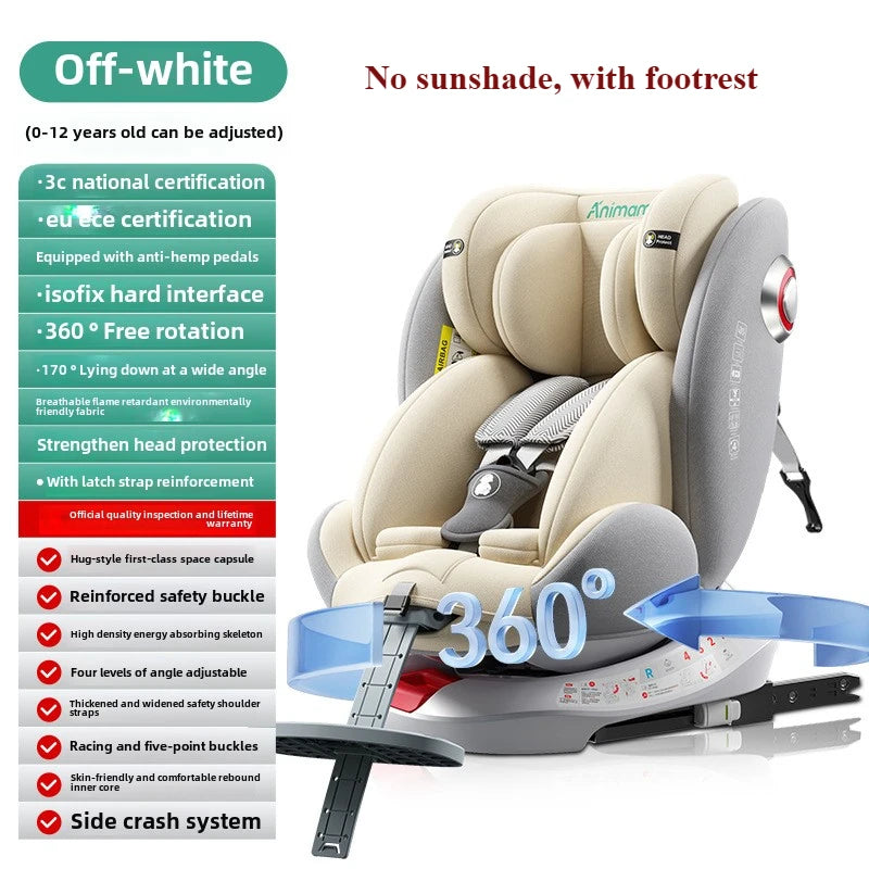 Universal Baby Car Seat | Safe ISOFIX, Rotates 360°, Age 0-12Y